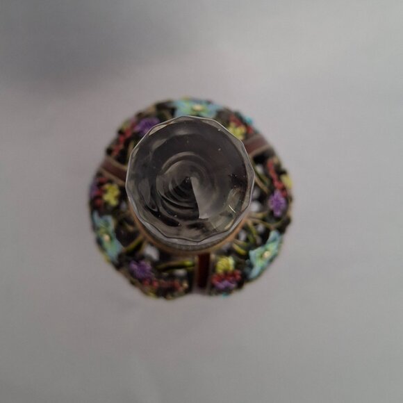 Vintage Yu Feng Flower Glass Perfume Bottle - Picture 5 of 6